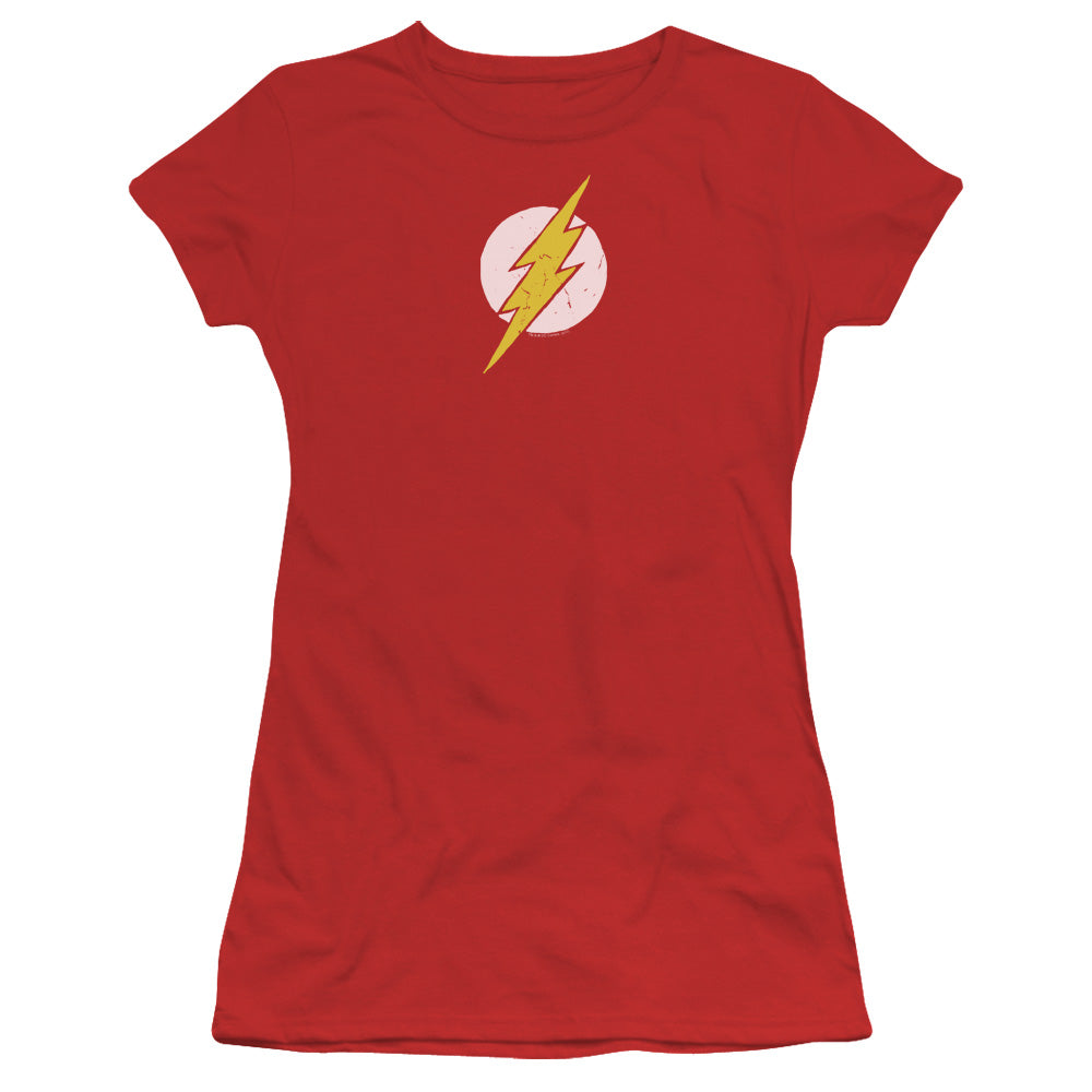 Justice League Rough Flash Junior Sheer Cap Sleeve Womens T Shirt Red