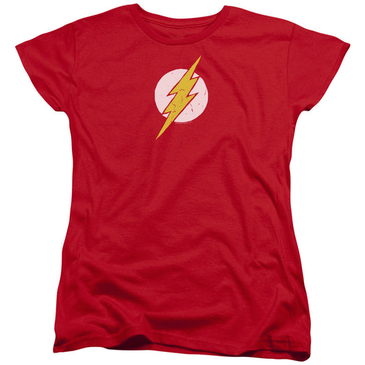 Justice League Rough Flash Womens T Shirt Red