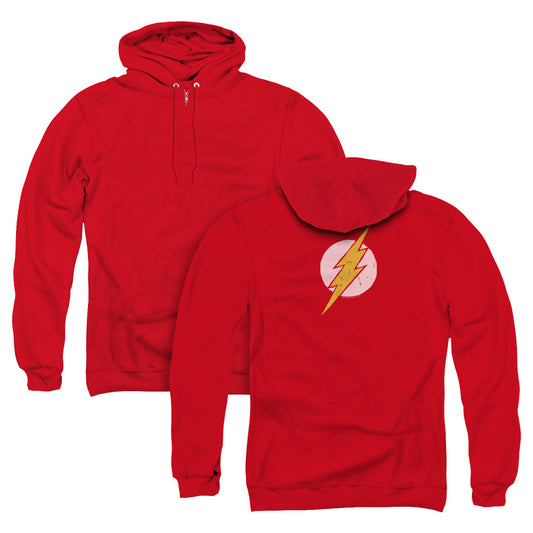 Justice League Rough Flash Back Print Zipper Mens Hoodie Red