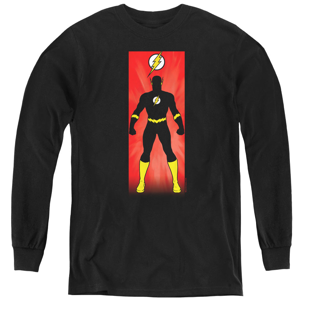 Justice League Flash Block Long Sleeve Kids Youth T Shirt Black