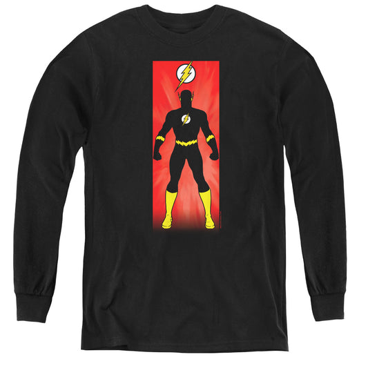 Justice League Flash Block Long Sleeve Kids Youth T Shirt Black