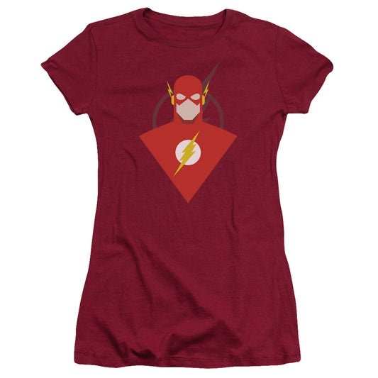 Justice League Simple Flash Junior Sheer Cap Sleeve Womens T Shirt Cardinal