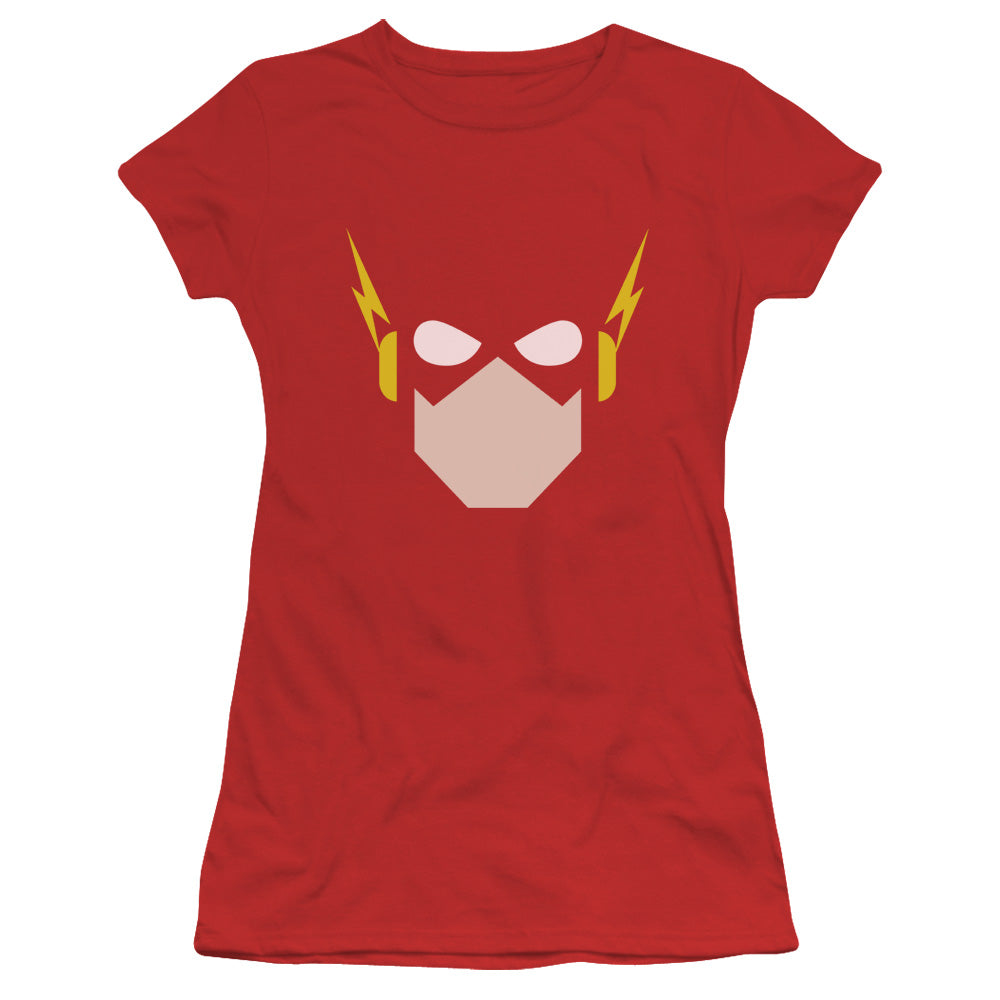 Justice League Flash Head Junior Sheer Cap Sleeve Womens T Shirt Red