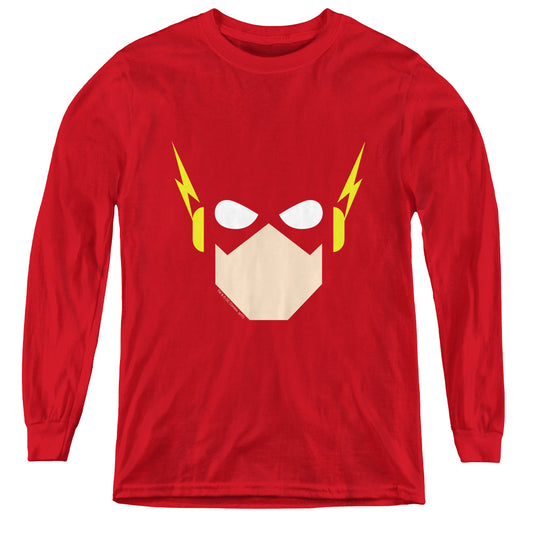 Justice League Flash Head Long Sleeve Kids Youth T Shirt Red