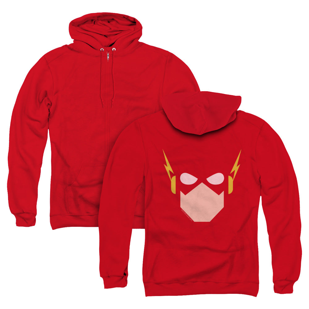 Justice League Flash Head Back Print Zipper Mens Hoodie Red