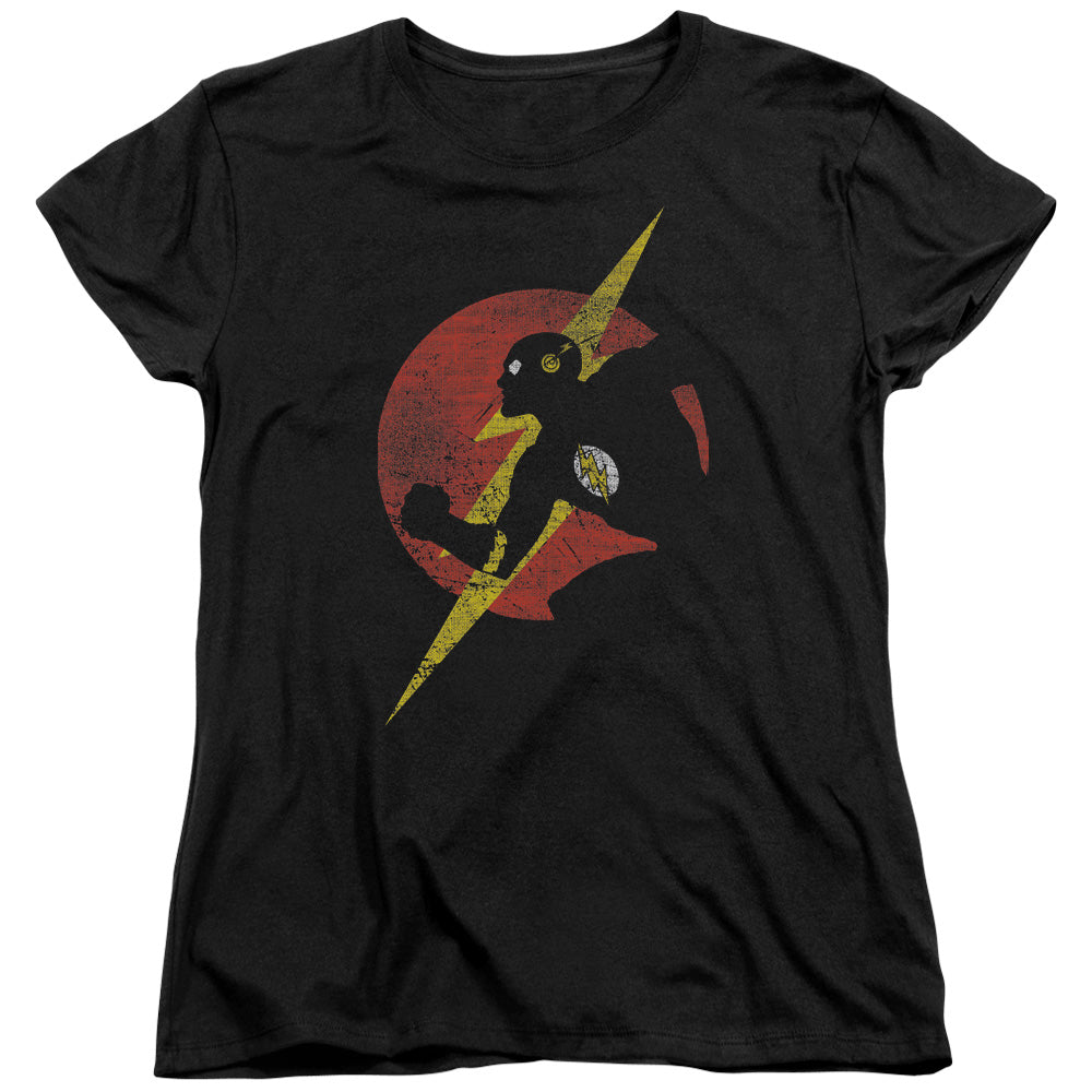 Justice League Flash Symbol Knockout Womens T Shirt Black