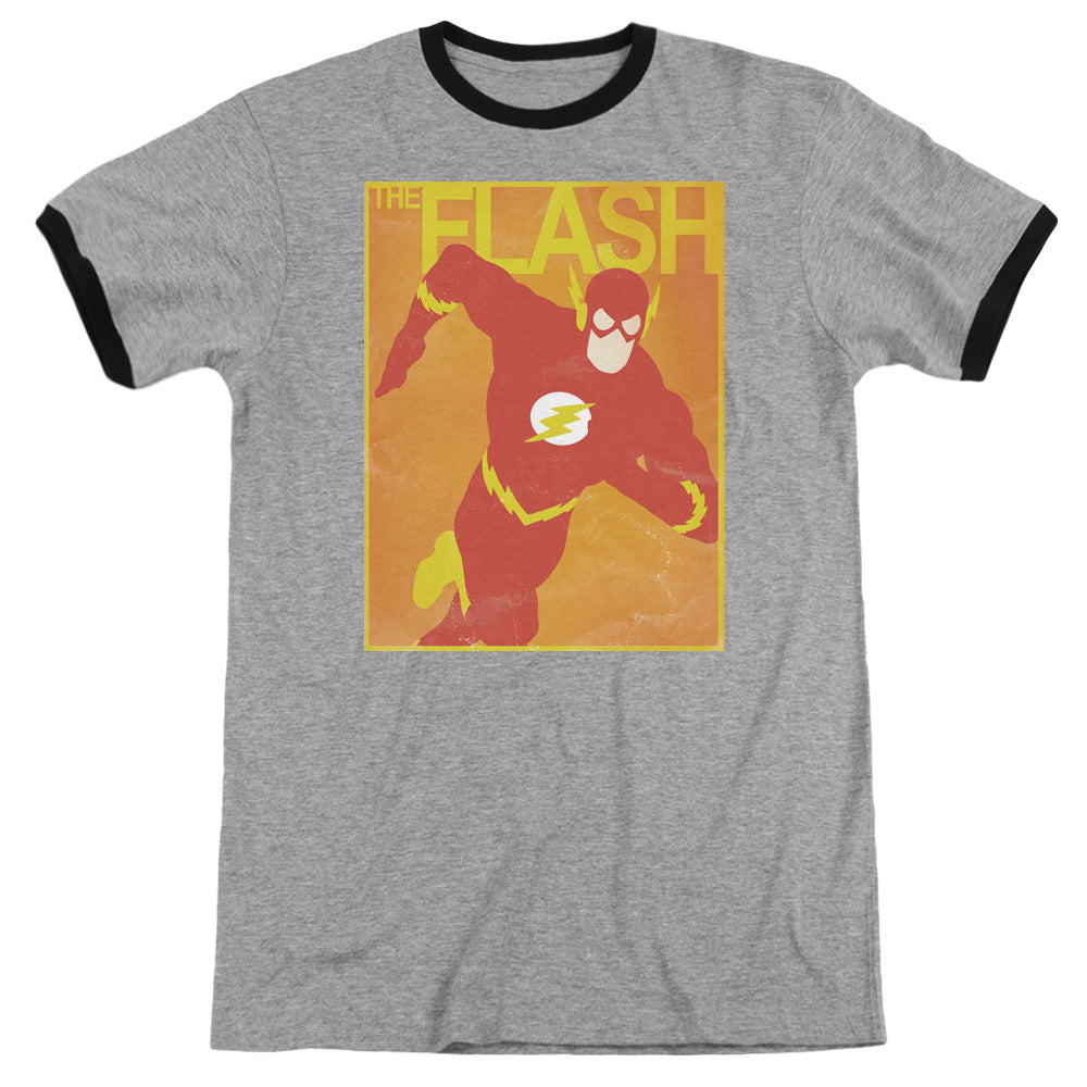 Justice League Simple Flash Poster Heather Ringer Mens T Shirt Heather