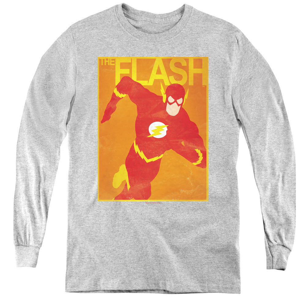 Justice League Simple Flash Poster Long Sleeve Kids Youth T Shirt Athletic Heather