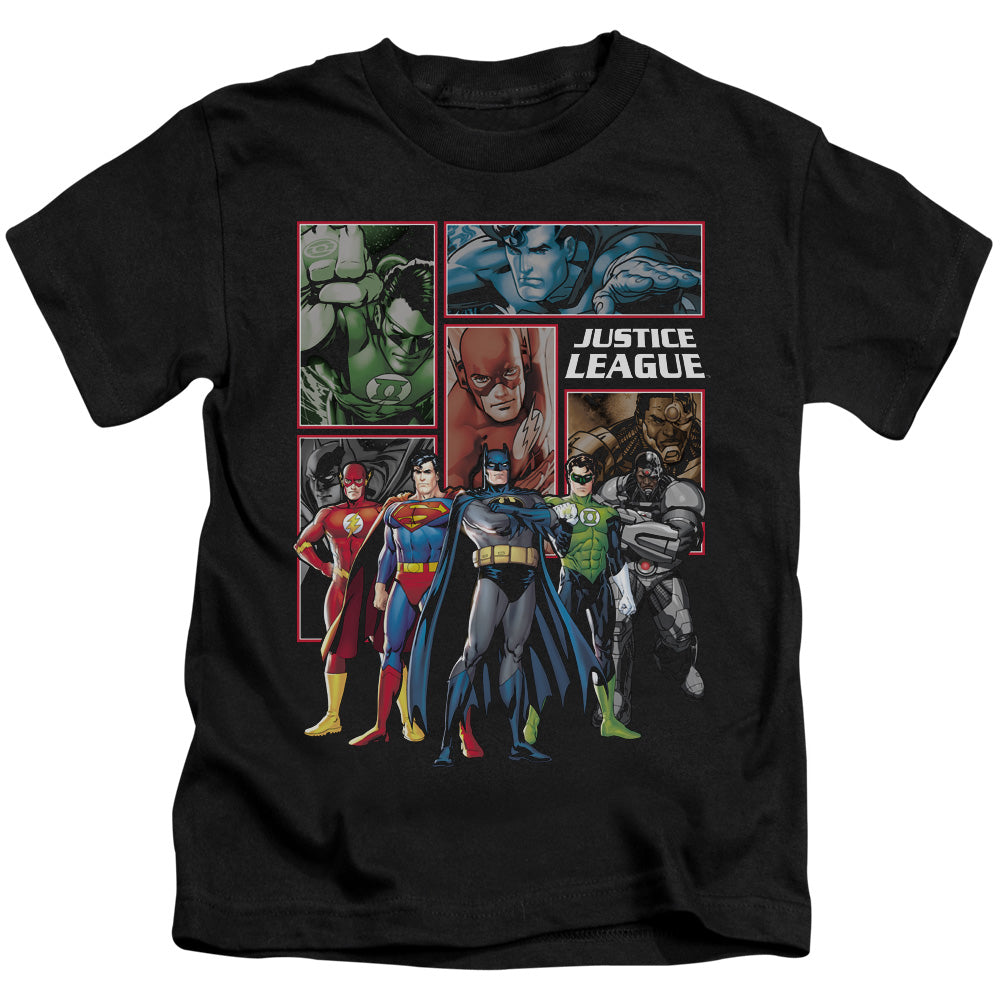 Justice League New Justice League Panels Juvenile Kids Youth T Shirt Black