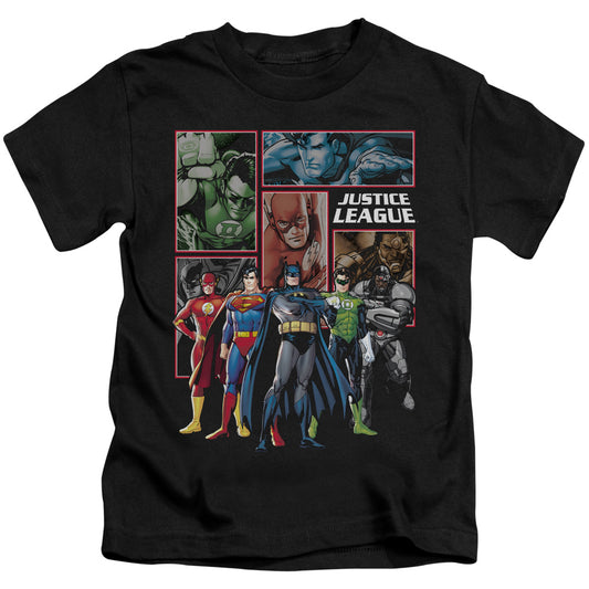 Justice League New Justice League Panels Juvenile Kids Youth T Shirt Black