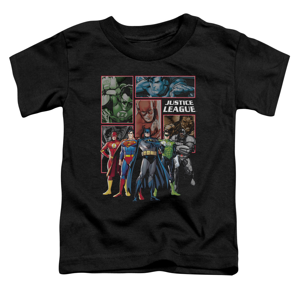 Justice League New Justice League Panels Toddler Kids Youth T Shirt Black
