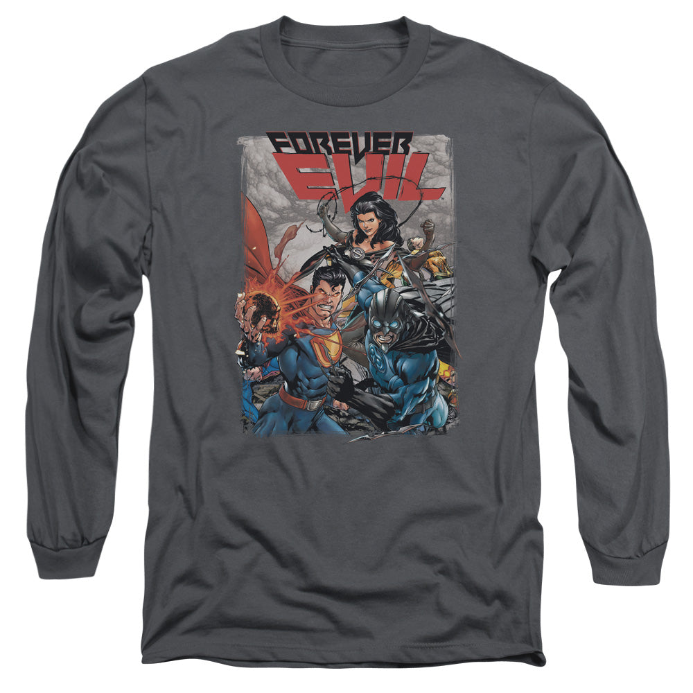 Justice League Crime Syndicate Mens Long Sleeve Shirt Charcoal