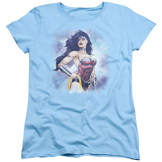 Justice League Warrior Womens T Shirt Light Blue