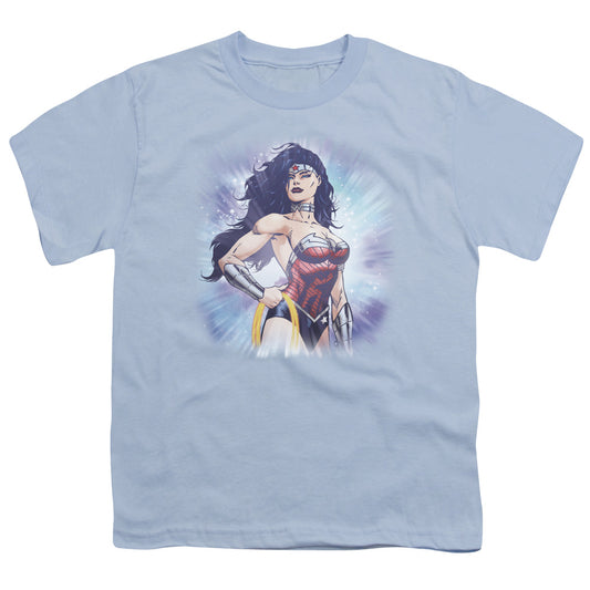 Justice League Warrior Kids Youth T Shirt Light Blue