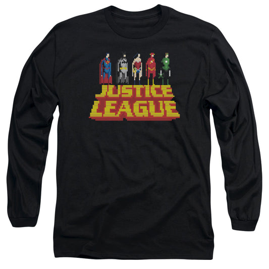 Justice League Standing Above Mens Long Sleeve Shirt Black