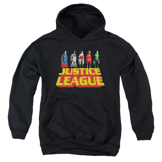Justice League Standing Above Kids Youth Hoodie Black