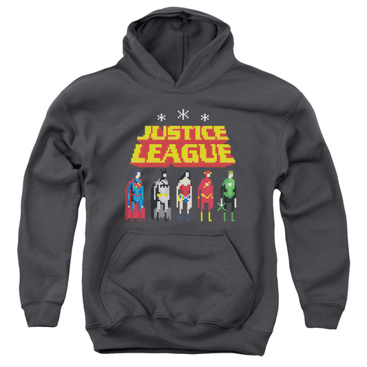 Justice League Standing Below Kids Youth Hoodie Charcoal