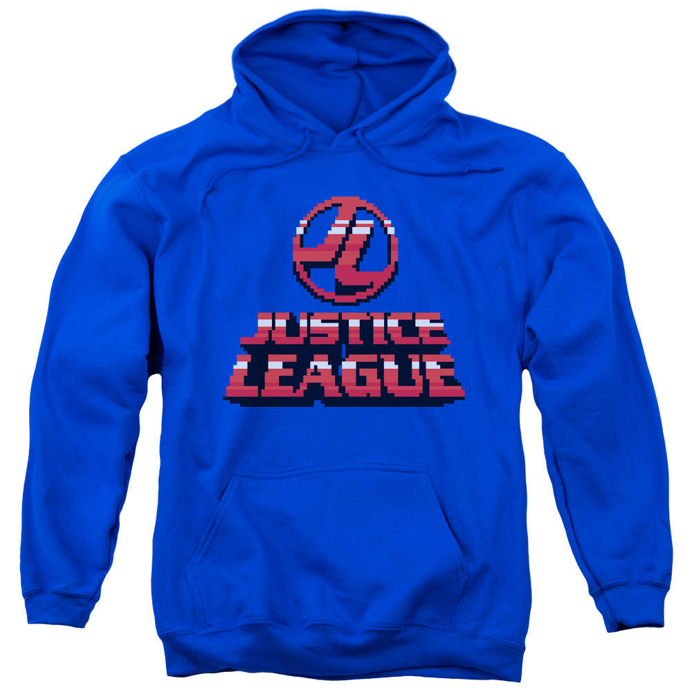Justice League 8 Bit Justice League Mens Hoodie Royal Blue