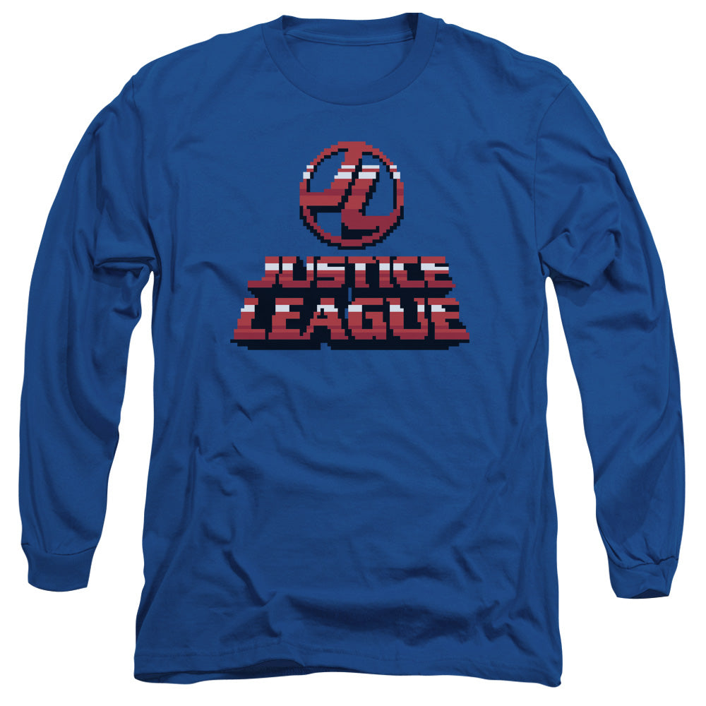 Justice League 8 Bit Justice League Mens Long Sleeve Shirt Royal Blue