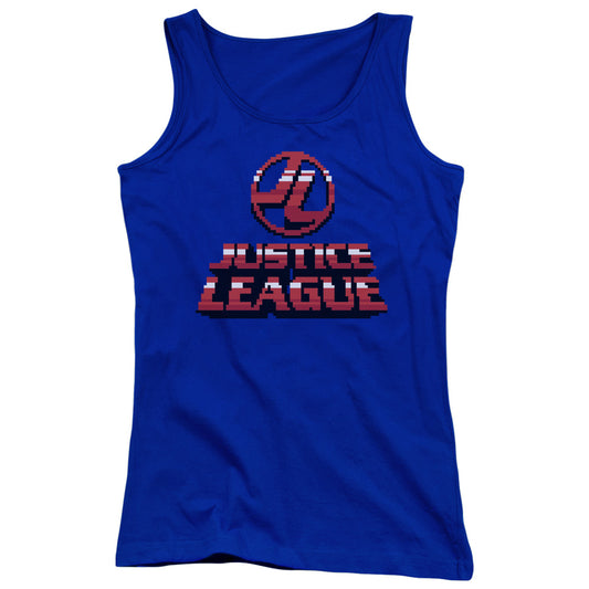 Justice League 8 Bit Justice League Womens Tank Top Shirt Royal Blue