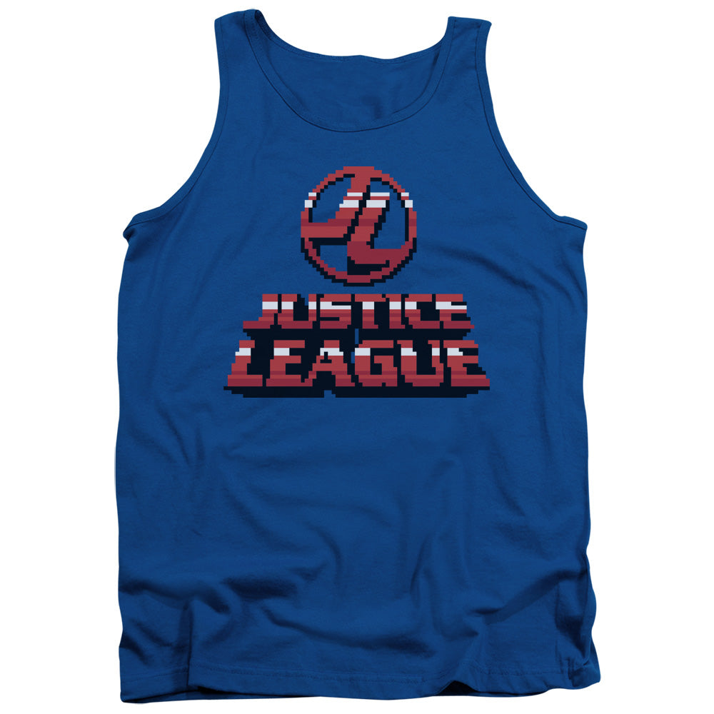 Justice League 8 Bit Justice League Mens Tank Top Shirt Royal Blue