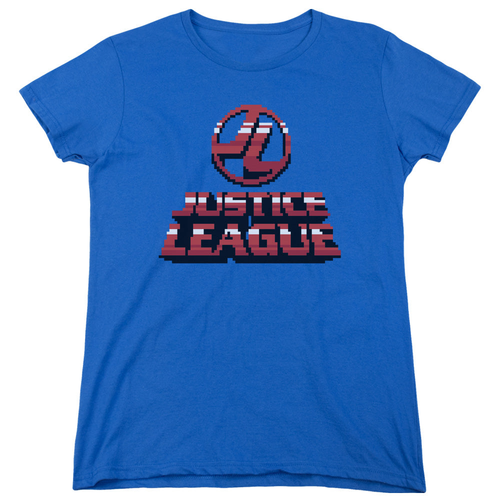 Justice League 8 Bit Justice League Womens T Shirt Royal Blue