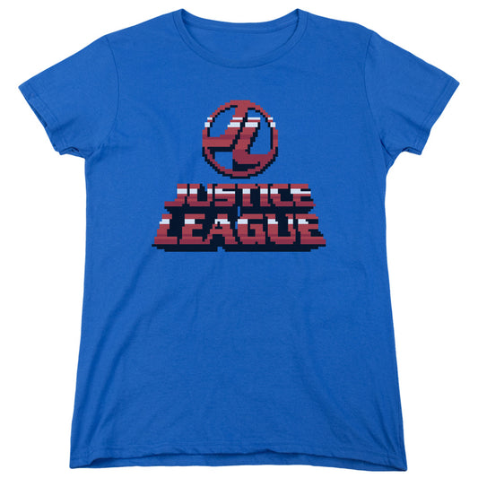 Justice League 8 Bit Justice League Womens T Shirt Royal Blue