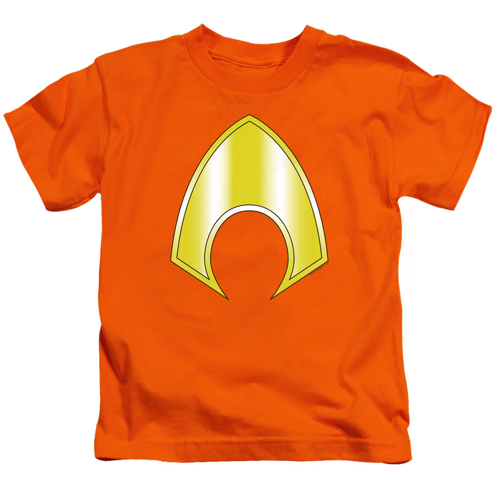 Justice League Aquaman Logo Juvenile Kids Youth T Shirt Orange