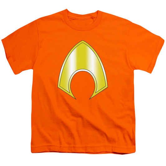 Justice League Aquaman Logo Kids Youth T Shirt Orange