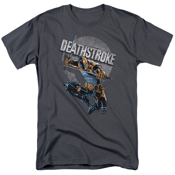 Justice League Deathstroke Retro Mens T Shirt Charcoal
