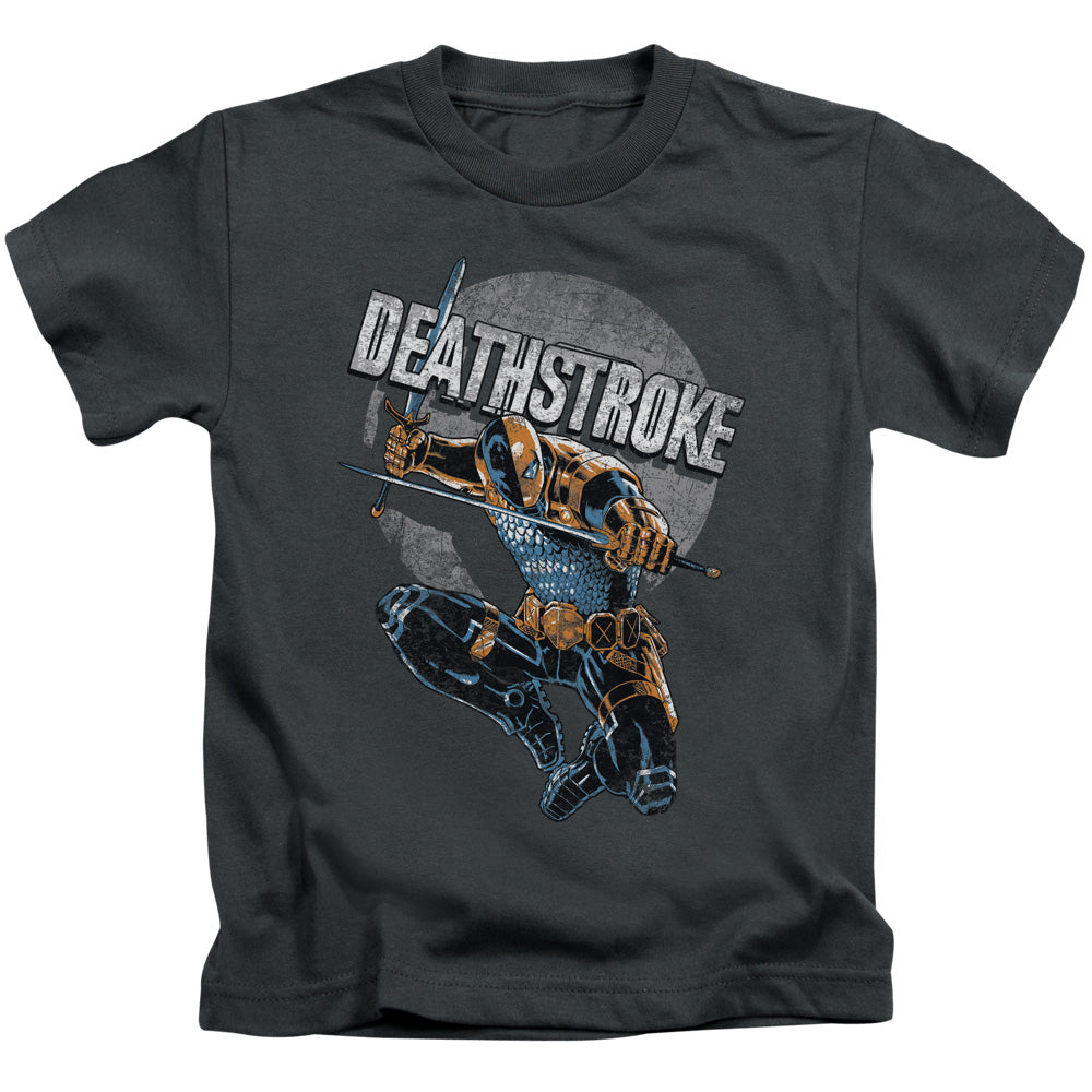 Justice League Deathstroke Retro Juvenile Kids Youth T Shirt Charcoal