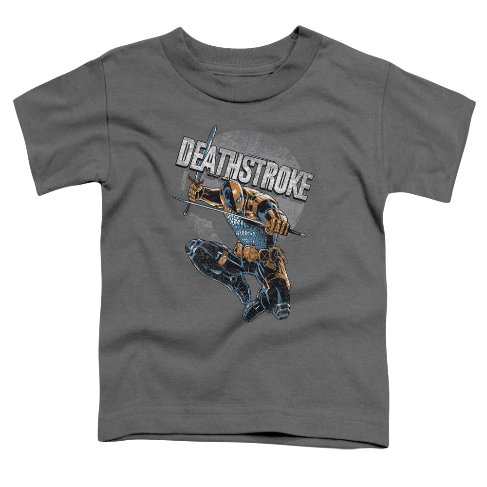 Justice League Deathstroke Retro Toddler Kids Youth T Shirt Charcoal