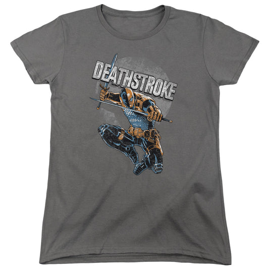 Justice League Deathstroke Retro Womens T Shirt Charcoal