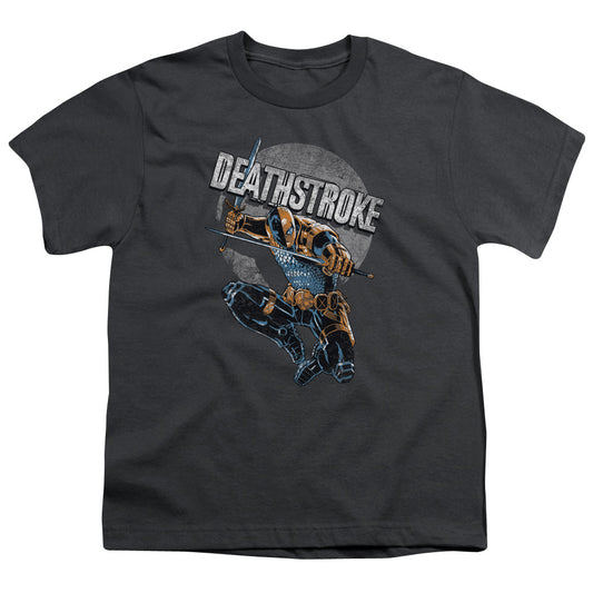 Justice League Deathstroke Retro Kids Youth T Shirt Charcoal