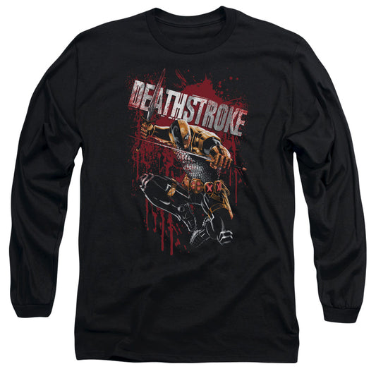 Justice League Blood Splattered Mens Long Sleeve Shirt Black