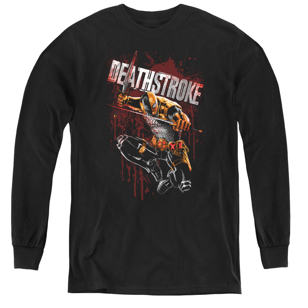 Justice League Blood Splattered Long Sleeve Kids Youth T Shirt Black