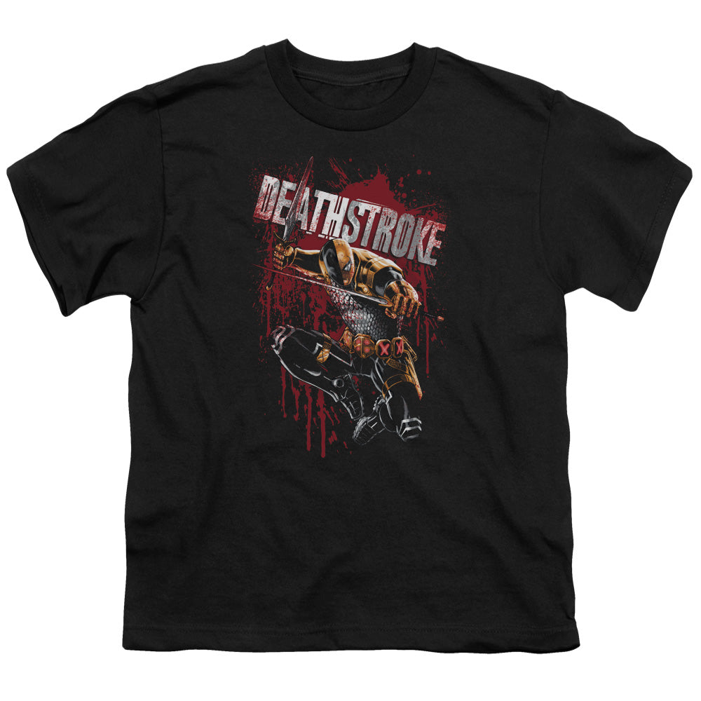 Justice League Blood Splattered Kids Youth T Shirt Black