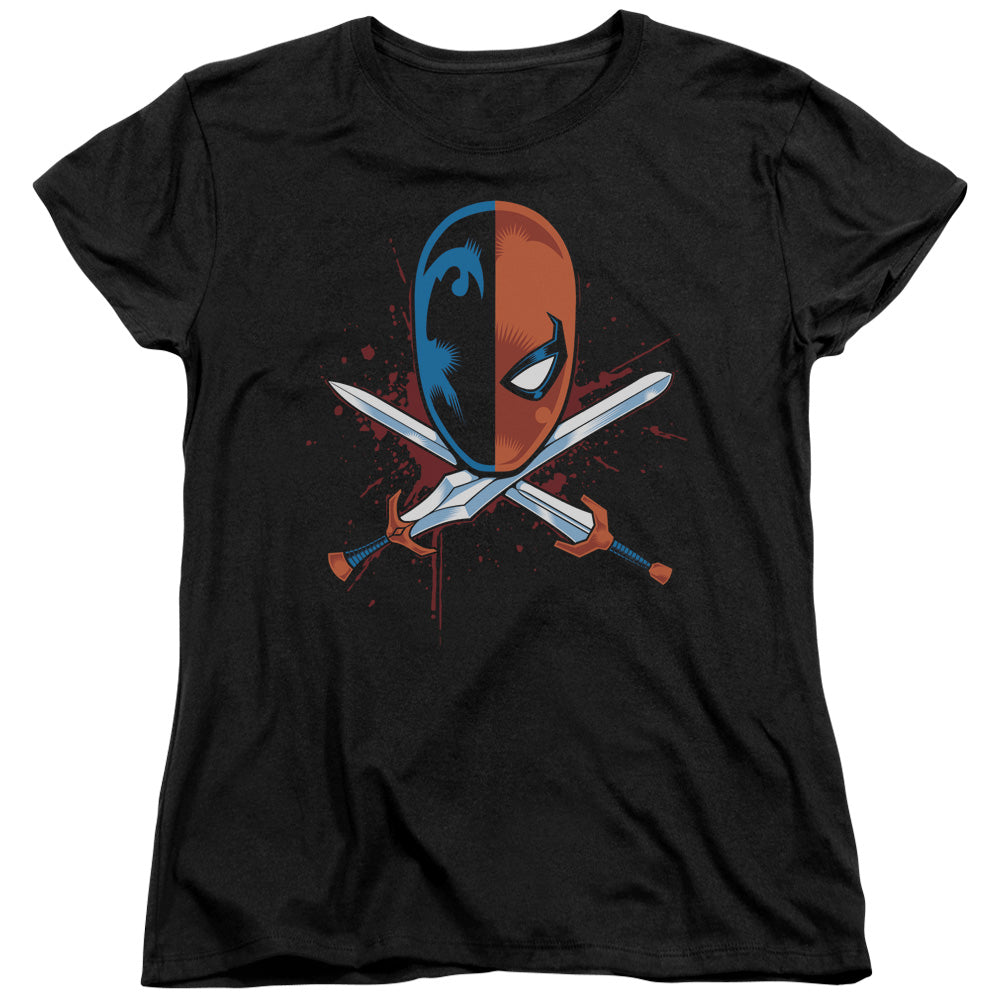Justice League Crossed Swords Womens T Shirt Black