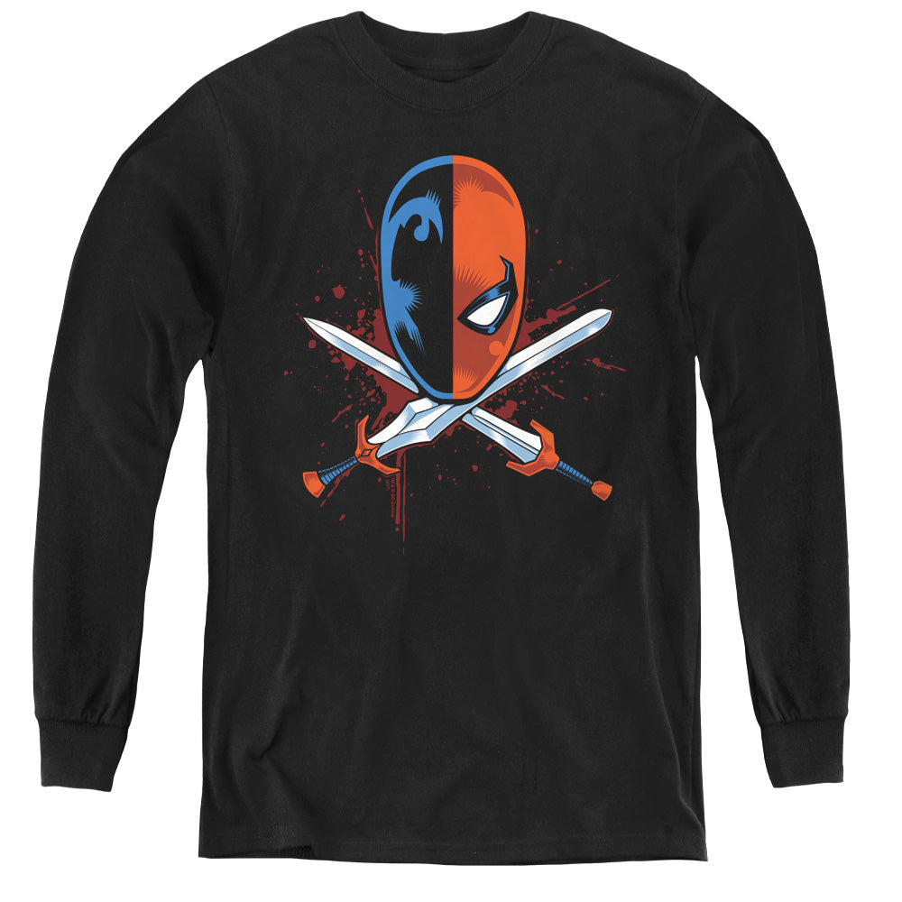 Justice League Crossed Swords Long Sleeve Kids Youth T Shirt Black