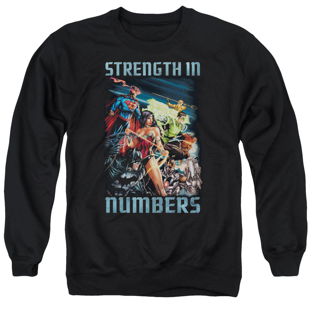Justice League Strength in Number Mens Crewneck Sweatshirt Black