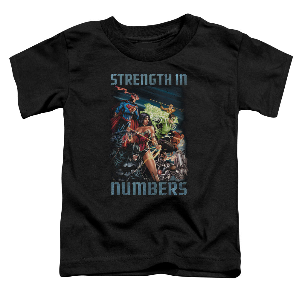 Justice League Strength in Number Toddler Kids Youth T Shirt Black