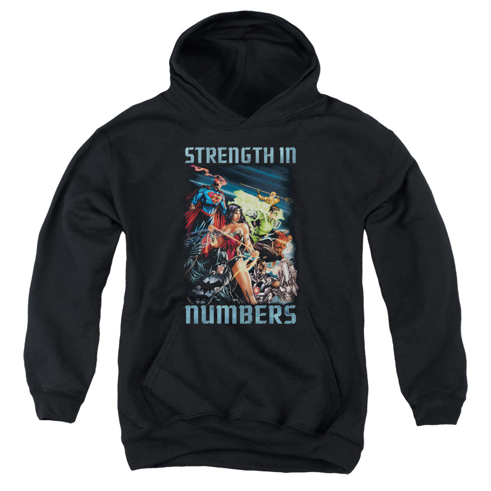 Justice League Strength in Number Kids Youth Hoodie Black
