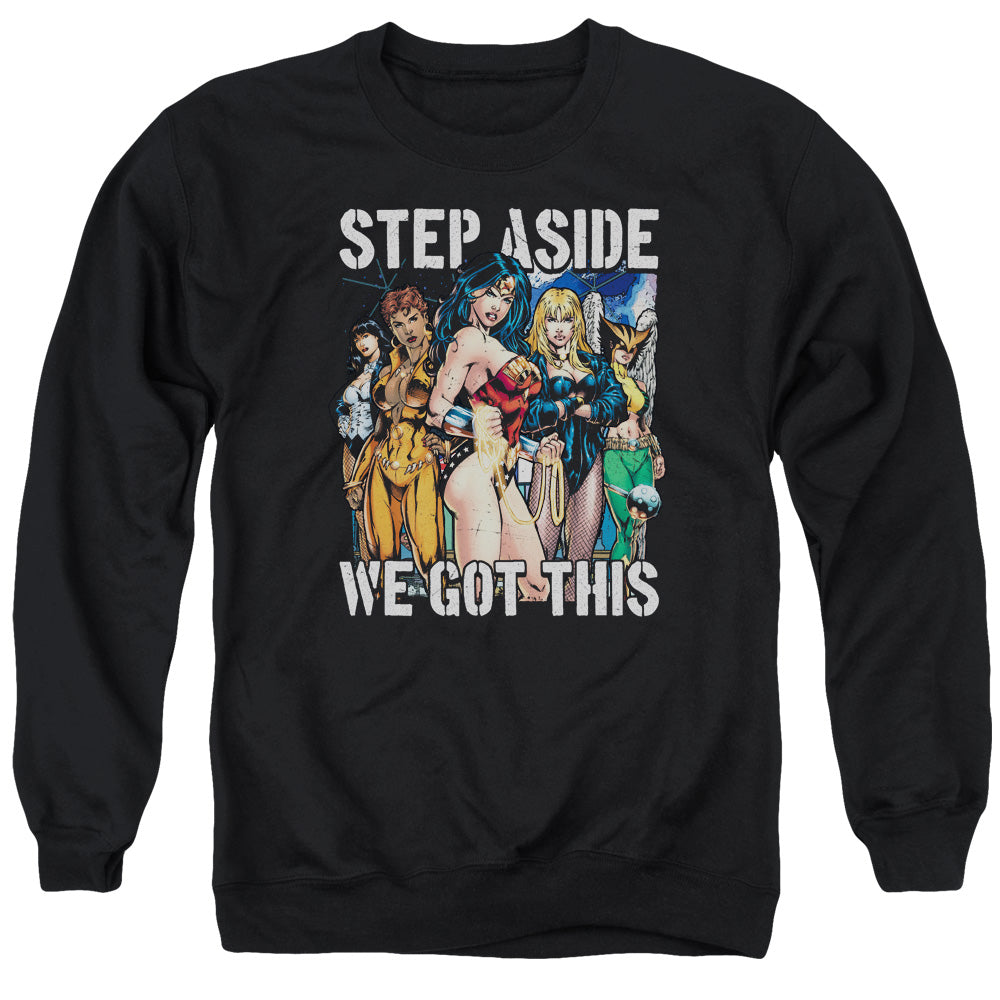 Justice League Heroines Mens Crewneck Sweatshirt Black