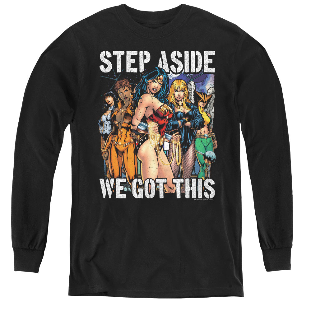 Justice League Heroines Long Sleeve Kids Youth T Shirt Black