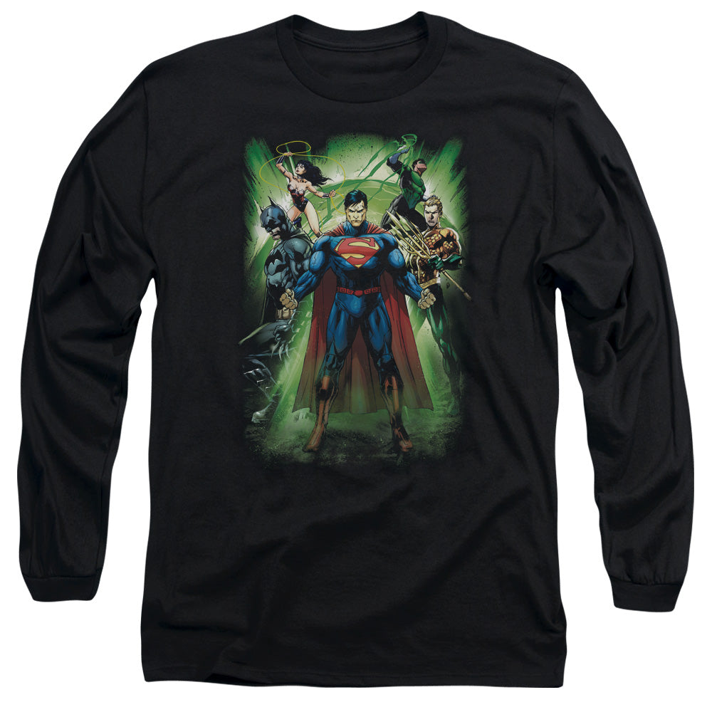 Justice League Power Burst Mens Long Sleeve Shirt Black