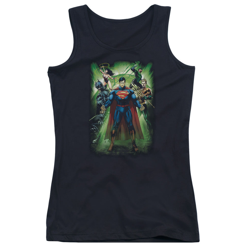 Justice League Power Burst Womens Tank Top Shirt Black