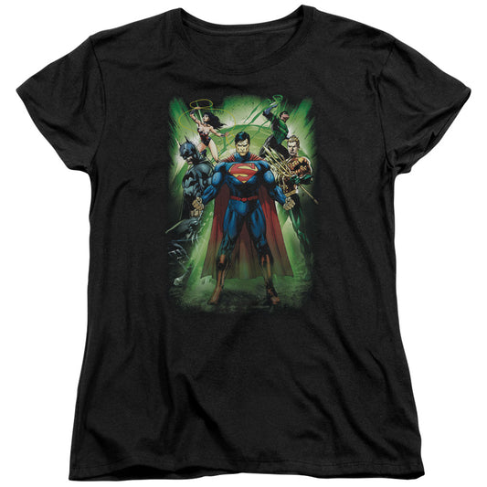 Justice League Power Burst Womens T Shirt Black