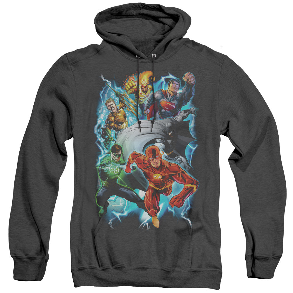 Justice League Electric Team Heather Mens Hoodie Black