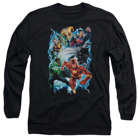 Justice League Electric Team Mens Long Sleeve Shirt Black