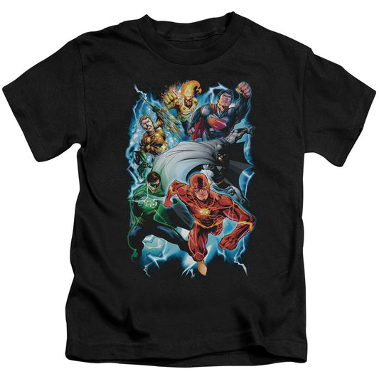 Justice League Electric Team Juvenile Kids Youth T Shirt Black